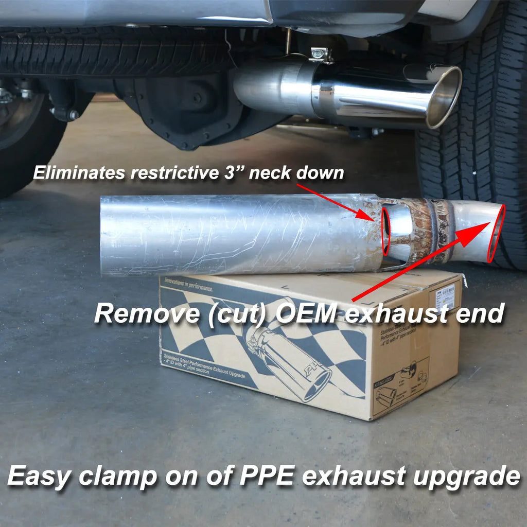 PPE 2007-2019 GM 6.6L Duramax 304 Stainless Steel Four Inch Performance Exhaust Upgrade
