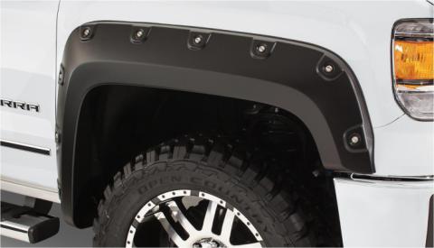 Black Cutout Style Smooth Finish 4-Piece Fender Flare Set For 2007-2013 GMC Sierra 1500 Fits 69.3 Inch Bed Bushwacker