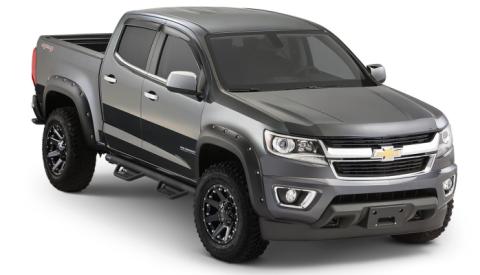 Black Pocket/Rivet Style Smooth Finish 4-Piece Fender Flare Set For 2015-2020 Chevrolet Colorado W/61.7 Inch Bed Bushwacker