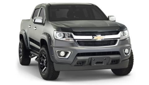 Black Pocket/Rivet Style Smooth Finish 4-Piece Fender Flare Set For 2015-2020 Chevrolet Colorado W/61.7 Inch Bed Bushwacker