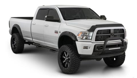 Black Max Coverage Pocket/Rivet Style Smooth Finish Front Fender Flares For 2015-2017 Ford F150 (Excludes Models With Tech Package) Bushwacker