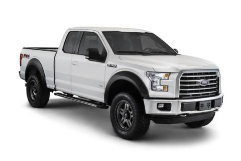 Black Extendafender Style Smooth Finish 4-Piece Fender Flare Set For 2015-2017 Ford F150 (Excludes Models W/Tech Package) Bushwacker