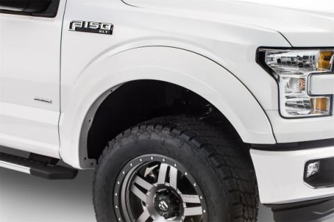 Black Extendafender Style Smooth Finish 4-Piece Fender Flare Set For 2015-2017 Ford F150 (Excludes Models W/Tech Package) Bushwacker