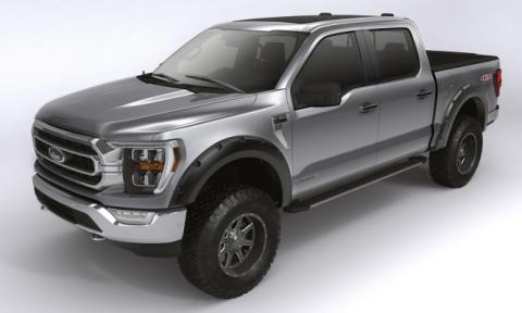 Black Forge Pocket/Rivet Textured Finish 4-Pc Fender Flare Set For 2021-2022 Ford F150 Will Not F150 Lightning Bushwacker