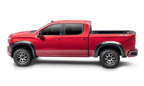 Black Pocket/Rivet Style Smooth Finish Rear Fender Flares For 2019-2026 Chevrolet Silverado 1500 Bushwacker