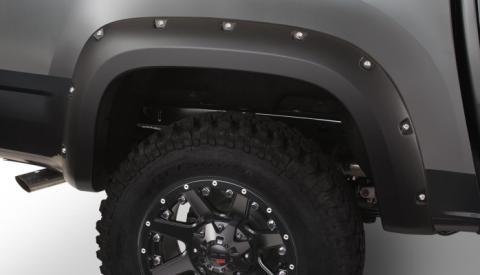 Black Pocket/Rivet Style Smooth Finish Rear Fender Flares For 2015-2022 Chevrolet Colorado W/61.7 Inch Bed Bushwacker
