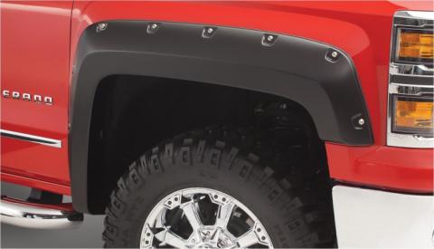 Black Pocket/Rivet Style Smooth Finish 4-Piece Fender Flare Set For 2014-2018 Chevrolet Silverado 1500 Fits 69.3 Inch Bed Bushwacker