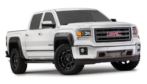 Black Pocket/Rivet Style Smooth Finish 4-Piece Fender Flare Set For 2014-2015 GMC Sierra 1500 Bushwacker