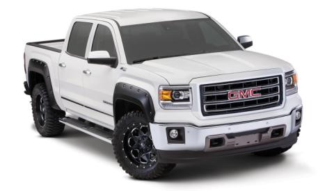 Black Pocket/Rivet Style Smooth Finish 4-Piece Fender Flare Set For 2014-2015 GMC Sierra 1500 Bushwacker