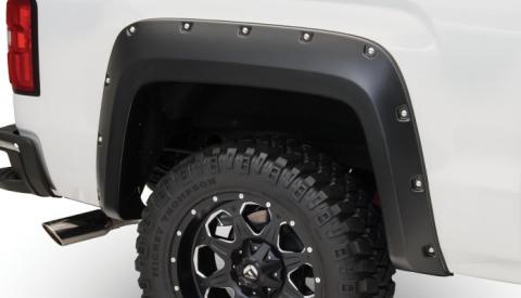 Black Pocket/Rivet Style Smooth Finish 4-Piece Fender Flare Set For 2016-2018 GMC Sierra 1500 (Incl Limited) Fits 69.3 Inch Bed Bushwacker