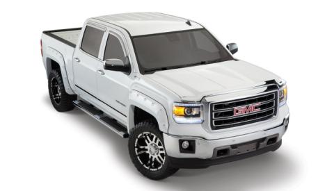 Black Boss Pocket/Rivet Style Smooth Finish 4-Piece Fender Flare Set For 2016-2018 GMC Sierra 1500 Fits 69.3 Inch Bed Bushwacker