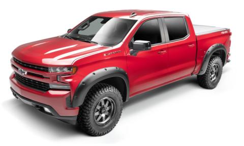 Black Forge Pocket/Rivet Textured Finish 4-Pc Fender Flare Set For 19-21 Chevrolet Silverado 1500, 2022 Chevrolet Silverado 1500 Ltd Bushwacker