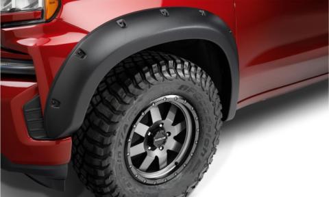 Black Forge Pocket/Rivet Textured Finish 4-Pc Fender Flare Set For 19-21 Chevrolet Silverado 1500, 2022 Chevrolet Silverado 1500 Ltd Bushwacker