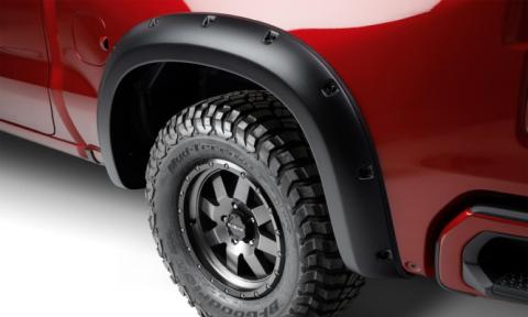 Black Forge Pocket/Rivet Textured Finish 4-Pc Fender Flare Set For 19-21 Chevrolet Silverado 1500, 2022 Chevrolet Silverado 1500 Ltd Bushwacker
