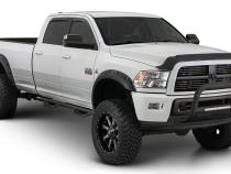 Black Max Coverage Pocket/Rivet Style Smooth Finish Front Fender Flares For 2015-2017 Ford F150 (Excludes Models With Tech Package) Bushwacker