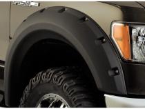 Black Max Coverage Pocket/Rivet Style Smooth Finish 4-Piece Fender Flare Set For 2009-2014 Ford F150 (Excludes Raptor) Bushwacker