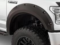 Black Max Coverage Pocket/Rivet Style Smooth Finish 4-Piece Fender Flare Set For 2015-2017 Ford F150 (Excludes Models With Tech Package) Bushwacker