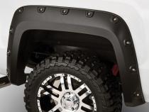 Black Boss Pocket/Rivet Style Smooth Finish 4-Piece Fender Flare Set For 2007-2013 GMC Sierra 1500 Fits 69.3 Inch Bed Bushwacker