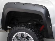 Black Pocket/Rivet Style Smooth Finish 4-Piece Fender Flare Set For 2015-2019 GMC Sierra 2500 Hd/3500 Hd Bushwacker