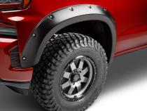 Black Pocket/Rivet Style Smooth Finish 4-Piece Fender Flare Set For 19-26 Chevrolet Silverado 1500 2022 Chevrolet Silverado 1500 Ltd Bushwacker